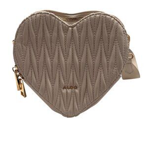 Heart-Shaped Quilted Light Pink ALDO Crossbody Bag With Gold-Tone Hardware